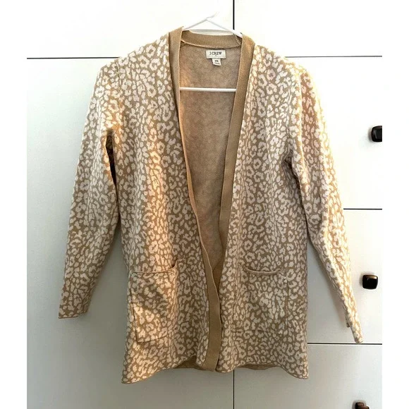 Crew Sweaters J Crew Leopard Cardigan Featherweight Cashmere